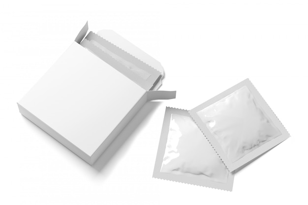 Foto open condom box mockup - rendering 3d