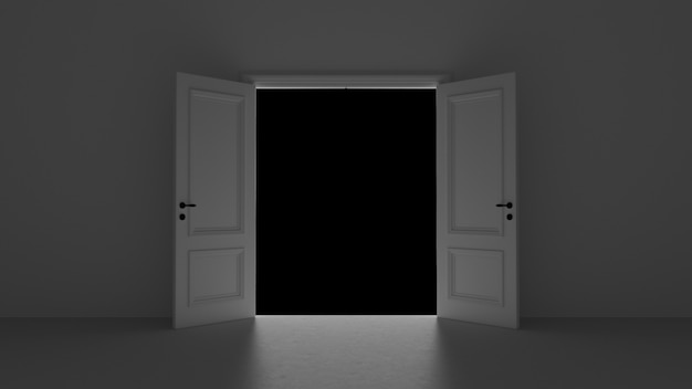 Photo open door leading to a dark room