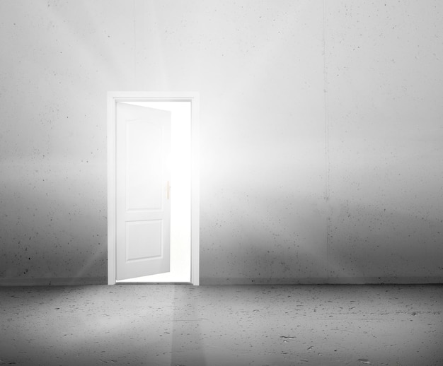 open door to a new better world the sun light shining through doorway