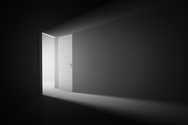 Photo open door to a room with bright light