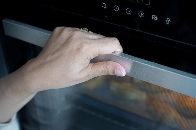 open electric oven at home