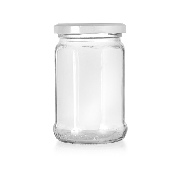 Photo open empty glass jar for food and canned food