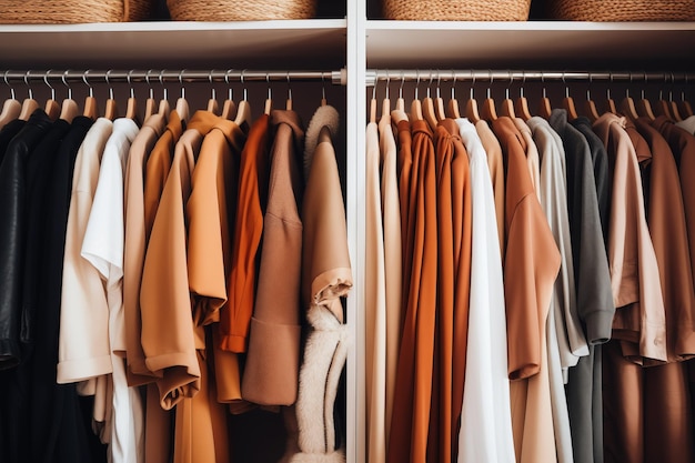 Open garderobe met veel verschillende kleding Generatieve AI