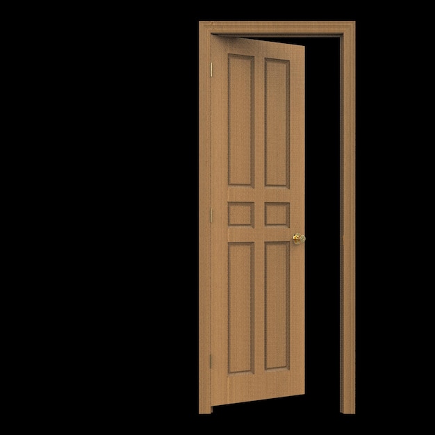 Open geïsoleerde deur gesloten 3D illustratie weergave