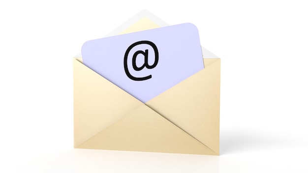 Open gele envelop met e-mail symbool geïsoleerd op wit