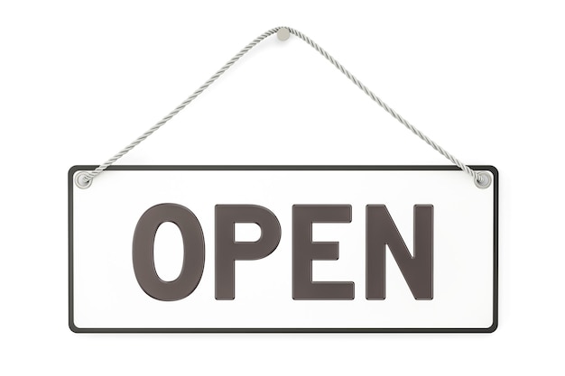 Photo open hanging sign 3d rendering