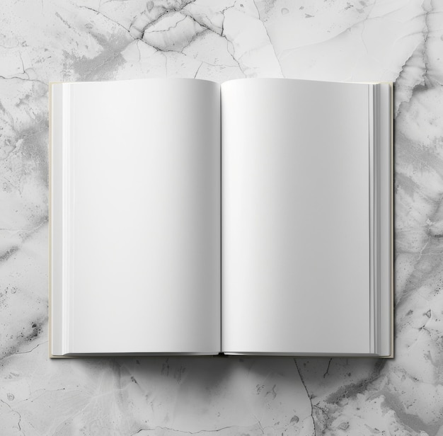 Photo open hardcover book on marble background