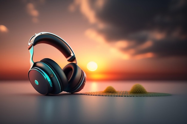 open headphones 3d concept art