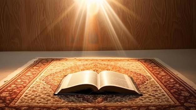 open islamic holy book on the carpet