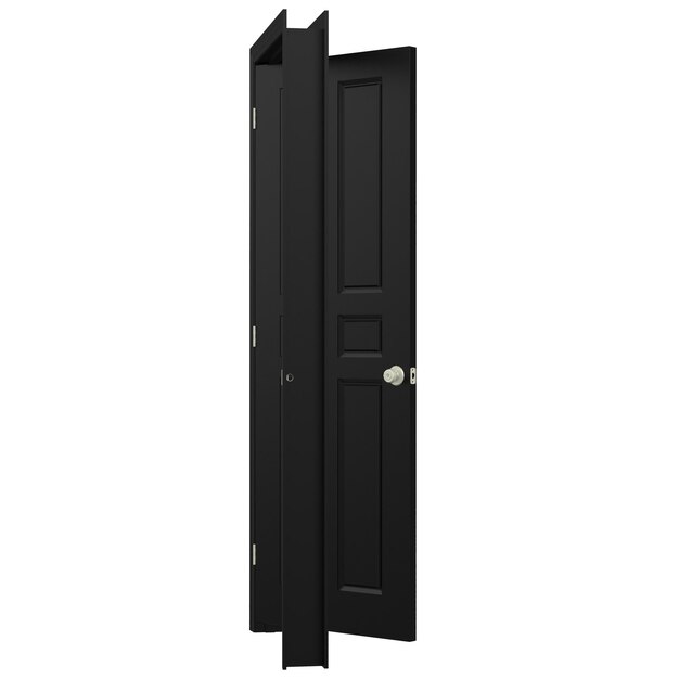 Open isolated black door closed 3d illustration rendering