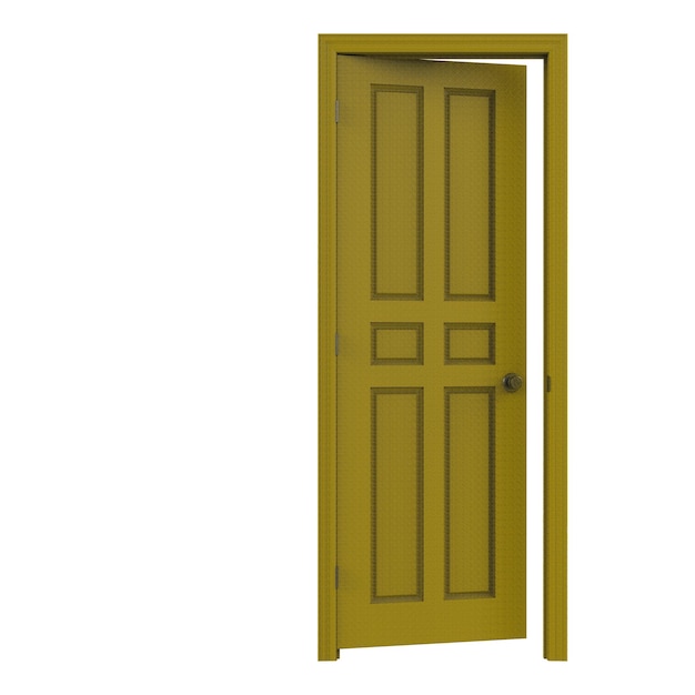 open isolated door closed 3d illustration rendering