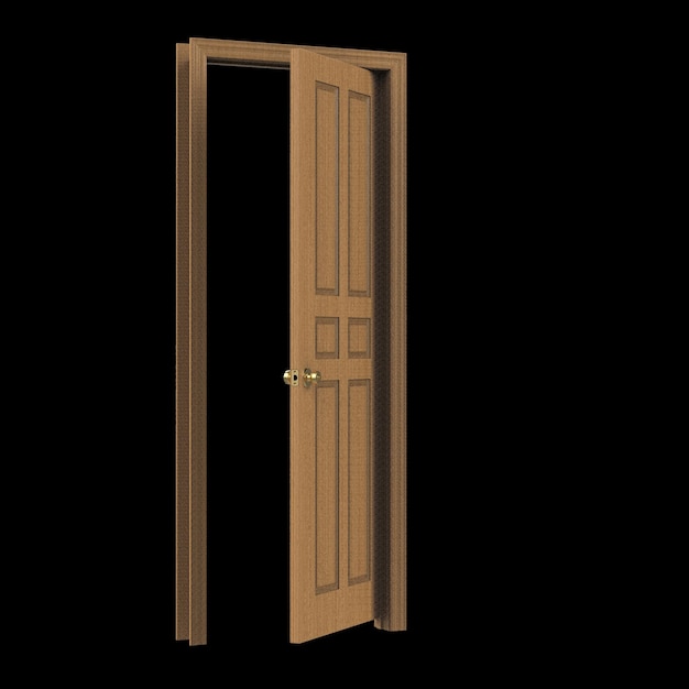 Open isolated door closed 3d illustration rendering