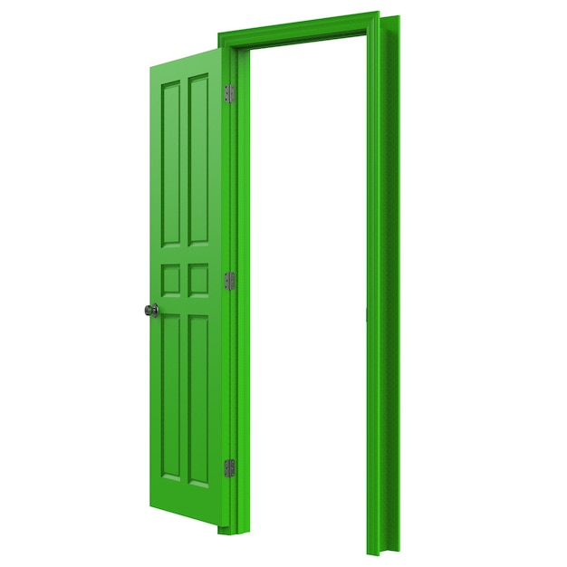 Open isolated door closed 3d illustration rendering