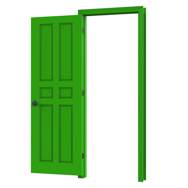 Open isolated door closed 3d illustration rendering