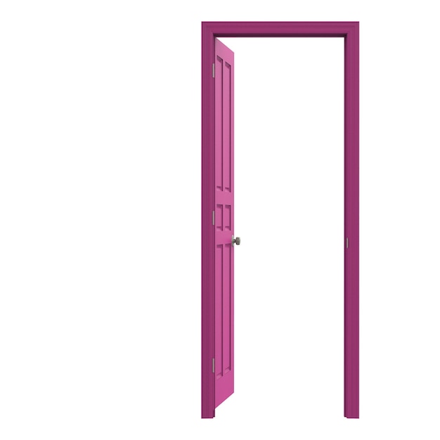 Photo open isolated pink door closed 3d illustration rendering