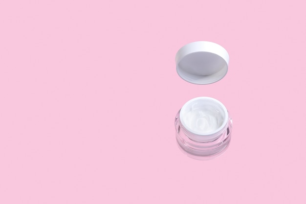 Open jar with cosmetic cream levitate