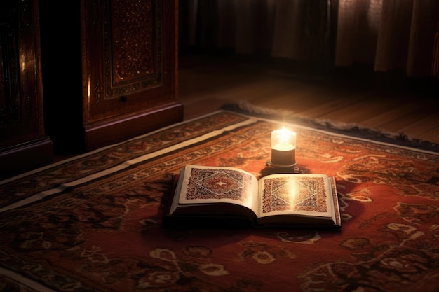 Open Koran op moslimgebed tapijt