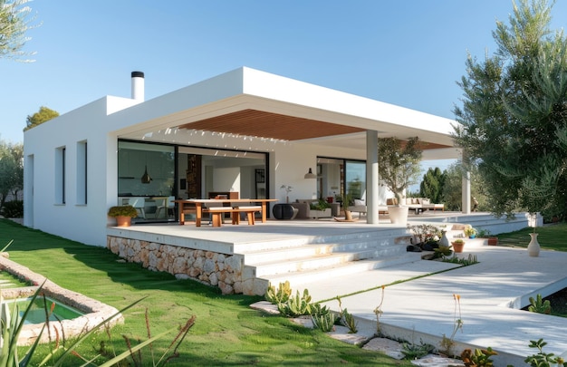 the open lawn area of a modern house
