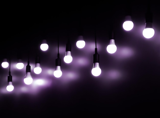 Open Light bulb on black backgroundadd purple color