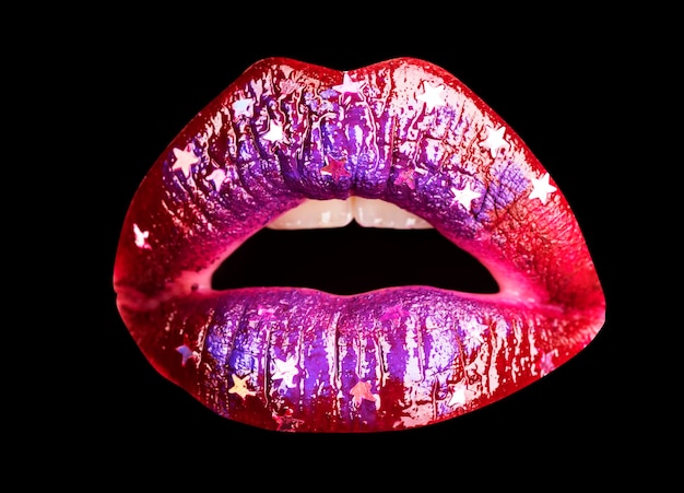 Open mouth woman close up sexy red female lips sensual open\
mouth isolated lip surprised wow icon