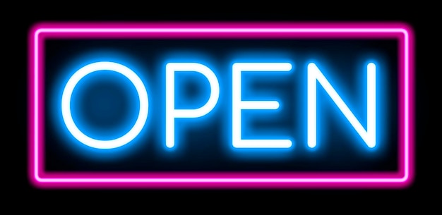 Open neon banner.