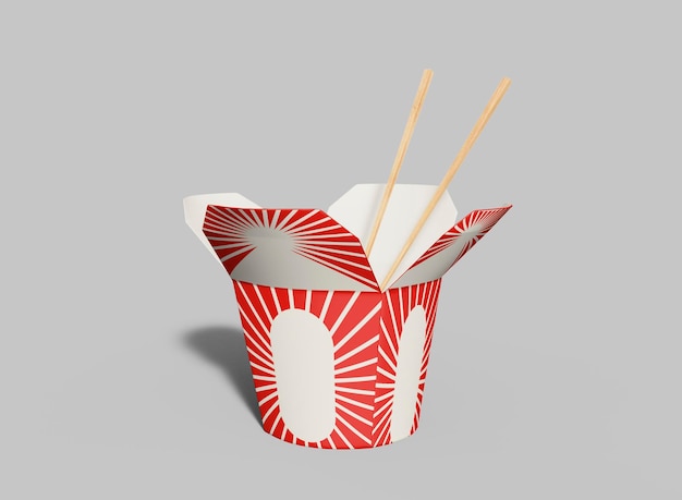 Photo open noodle box with chopstick