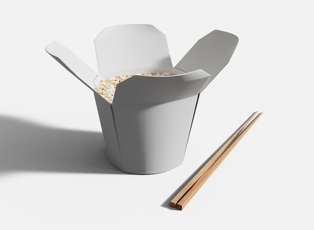 Open Noodle Round Box with Chopsticks