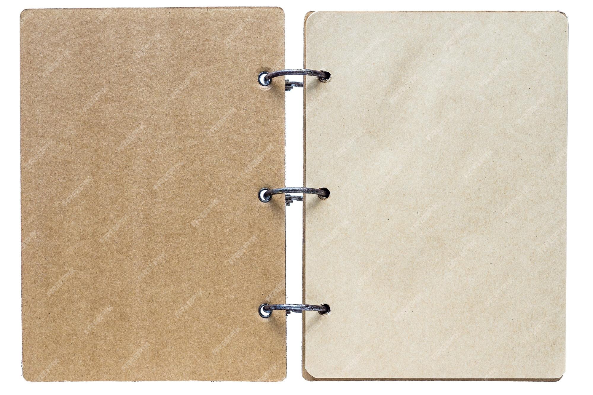 Premium Photo | Open notebook with paper sheets of pages brown color and  binder metal rings