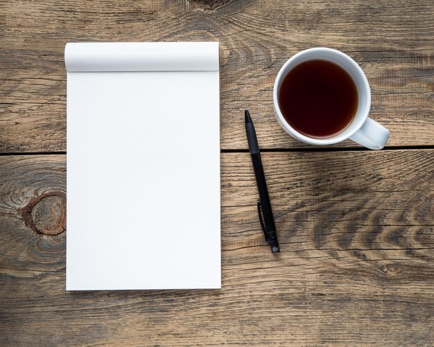 Photo open notepad with a clean white page