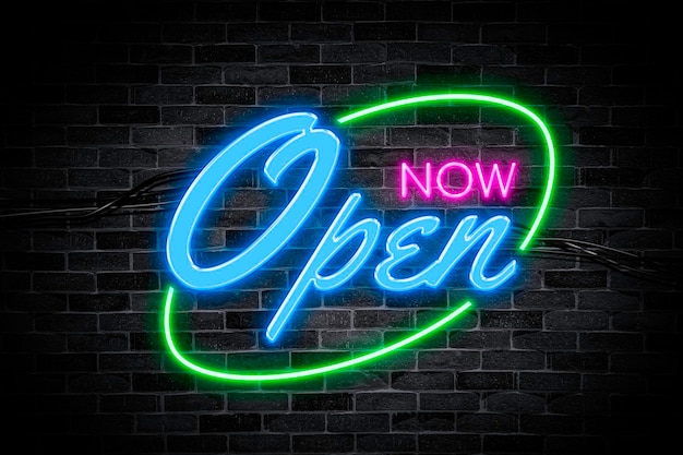 Photo open now neon banner.