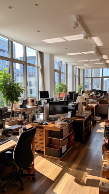 An open office space with natural sunlight