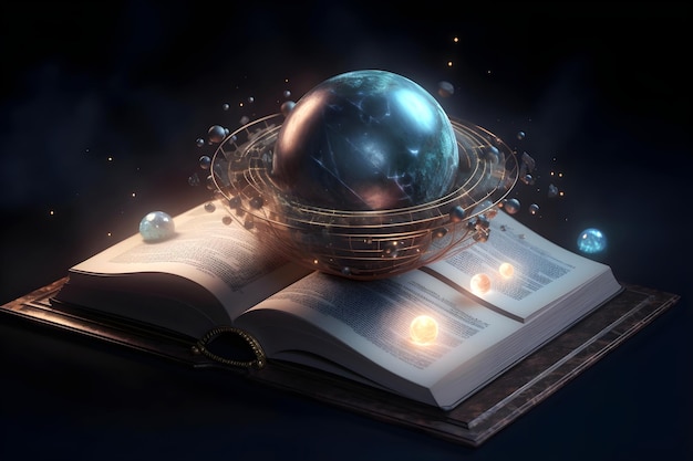 Open pages of old magic book Astrology zodiac esoteric concept Generative AI