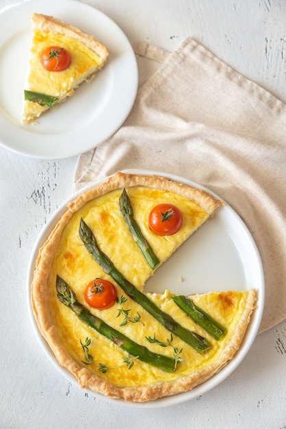 Open pie with asparagus