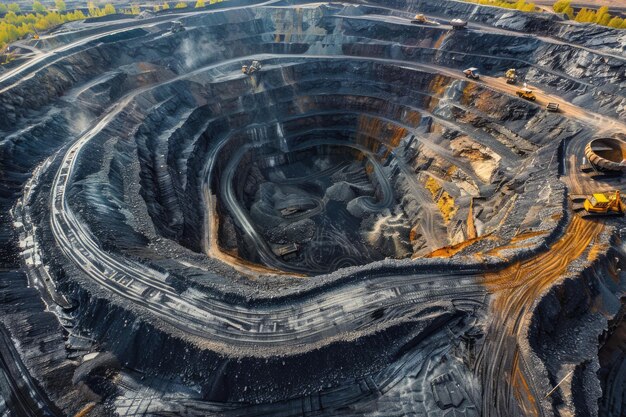 Добывающая промышленность в открытых шахтах для угля с вершины