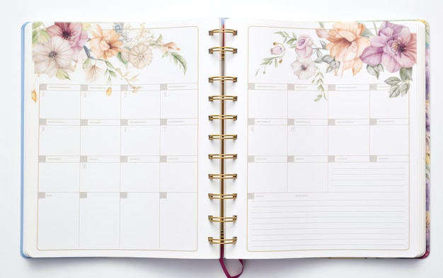 Photo open planner with flowers