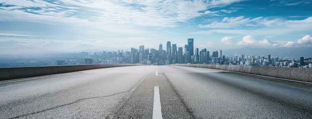 Open Road Leading To Modern City Skyline