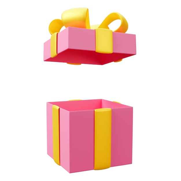 Open roze doos geïsoleerd op een witte achtergrond 3d render