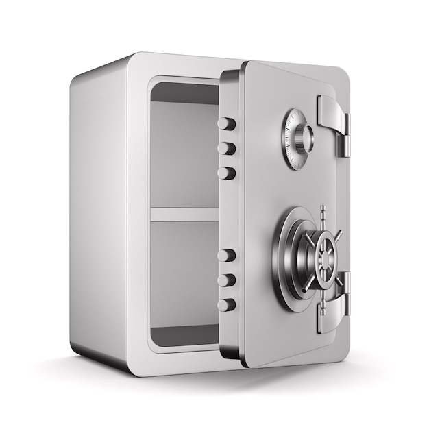 Open safe. Isolated 3D rendering