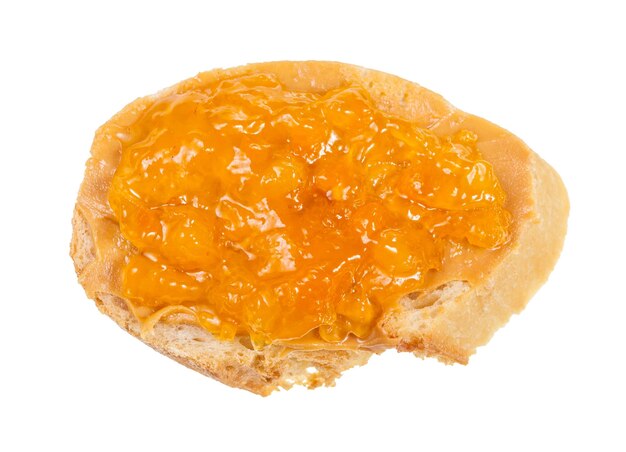 Open sandwich with fresh bread and apricot jelly