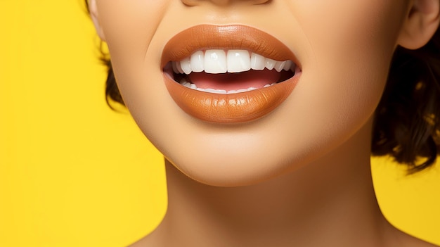 白い歯を持つ感性的な女性の口を開く 開放性とコミュニケーションのイラスト コミュニケーションのクローズアップ AI生成