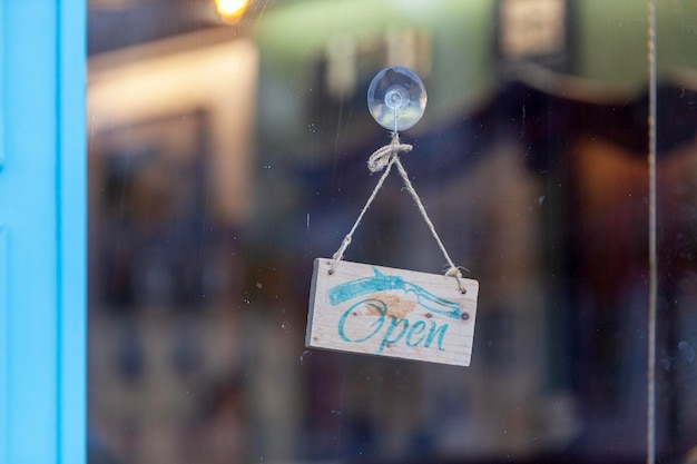 Open sign of a barber shop