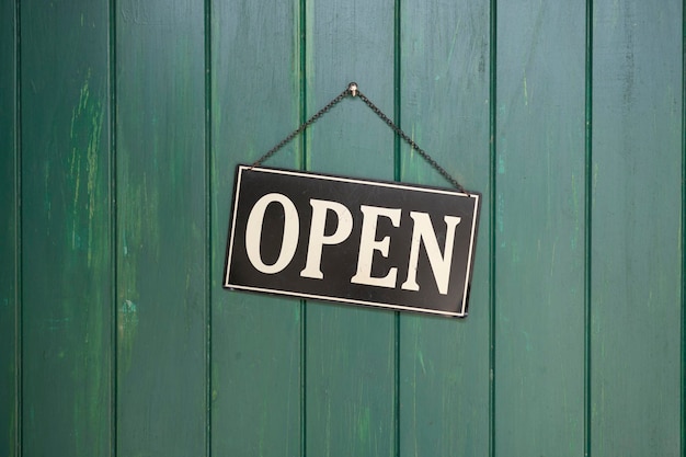 Open sign board at coffee shop