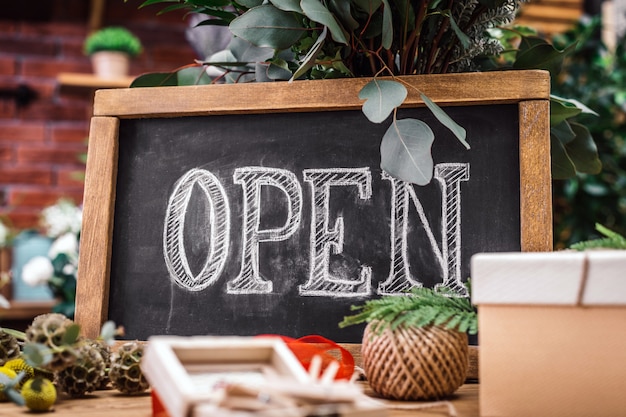 Open sign of flower shop