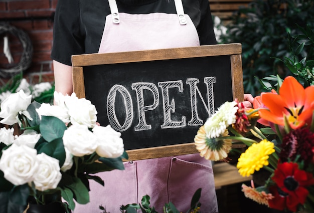 Open sign of flower shop