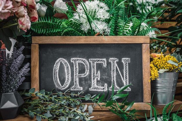 Open sign of flower shop