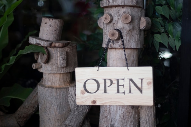 Open Sign Hanging on door