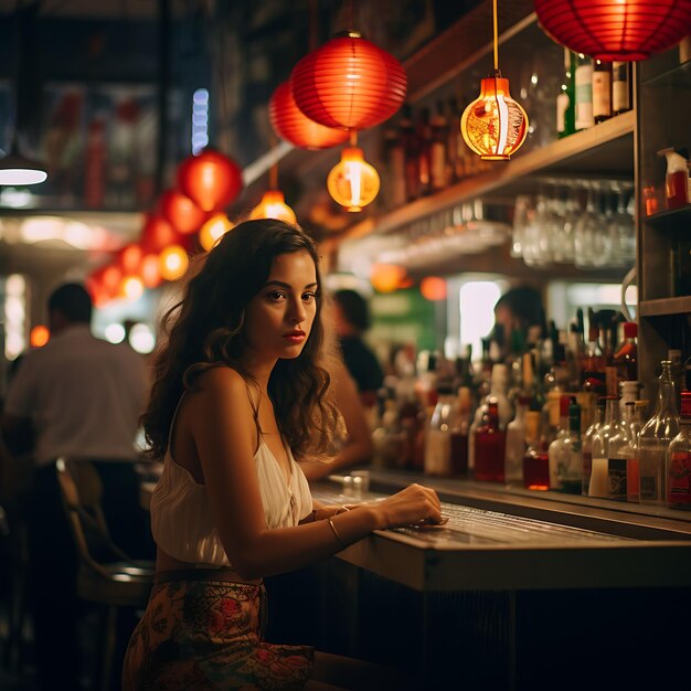 Photo open street bar in barcelona