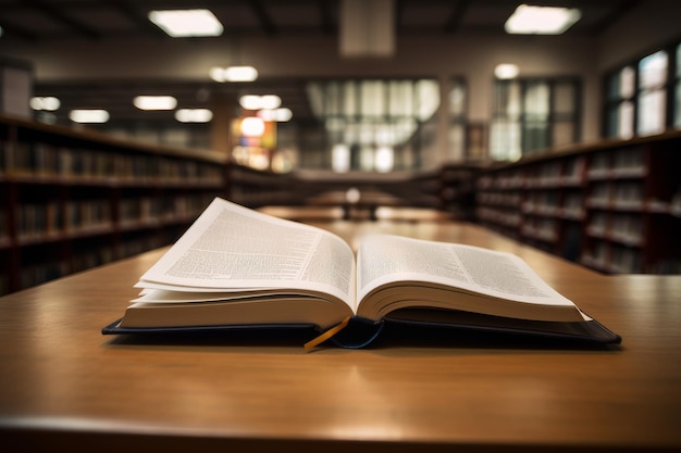 An open textbook in a library book