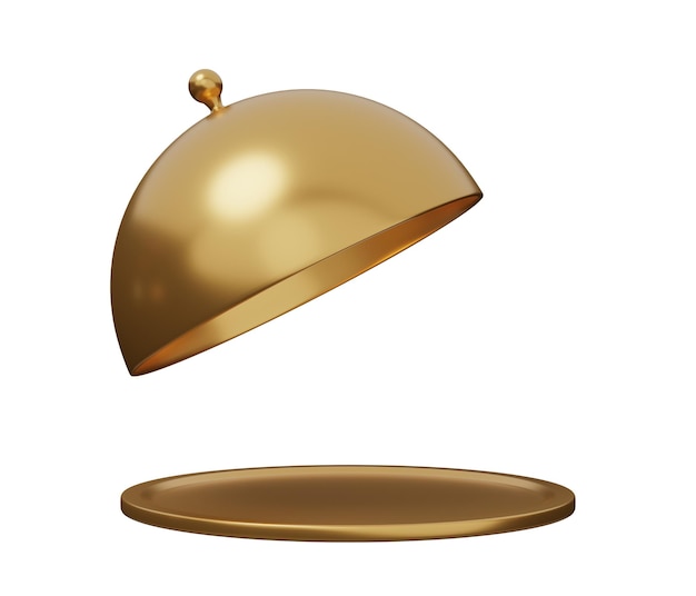 Open tray golden 3d icon 3d render minimal cartoon illustration