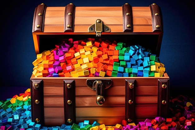Open Treasure chest full of a rainbow lgbtq pride treasure illustration generative ai